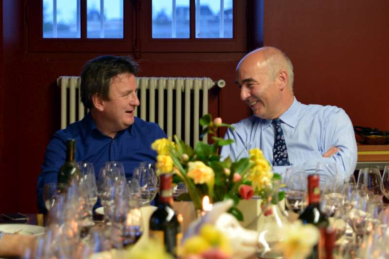 Stephen and Bruno Borie during dinner at Ducru Beaucaillou